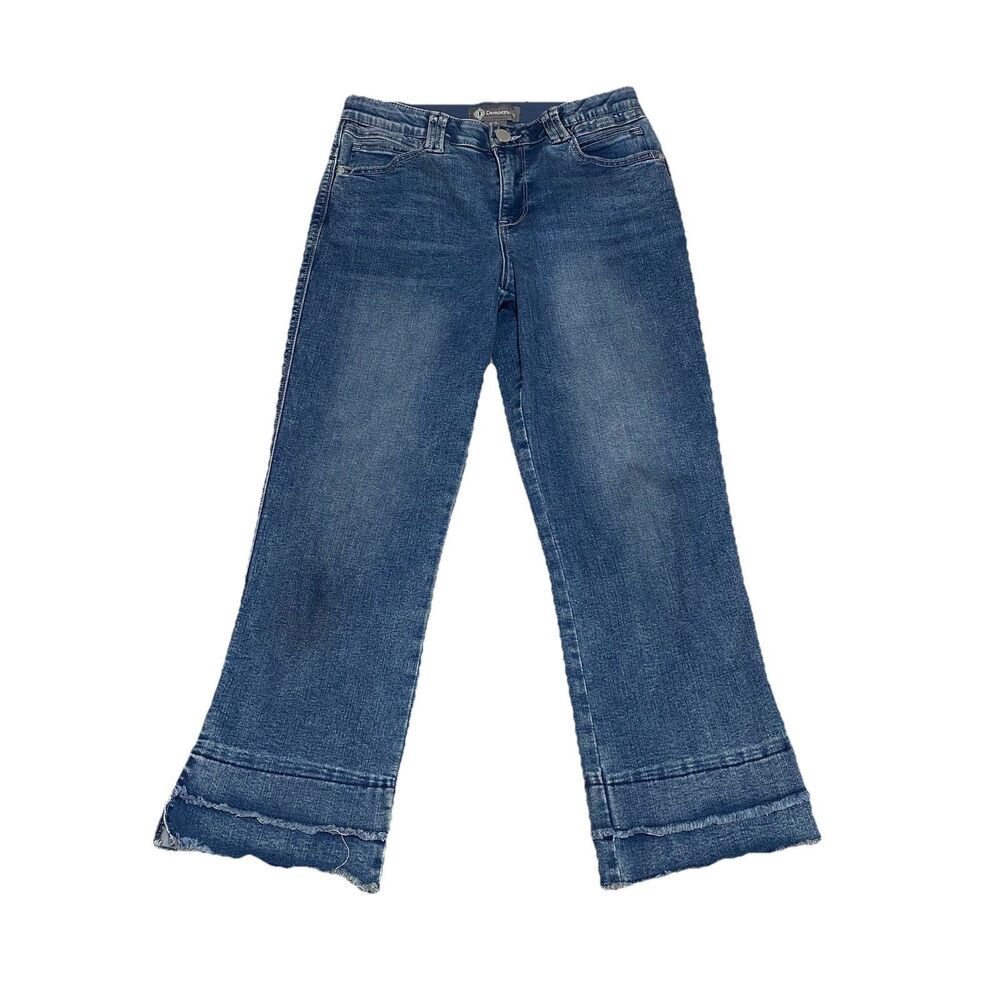 Democracy Ab Technology Jeans Women 8 Blue Bootcut Double Fray Hem Stretch Denim